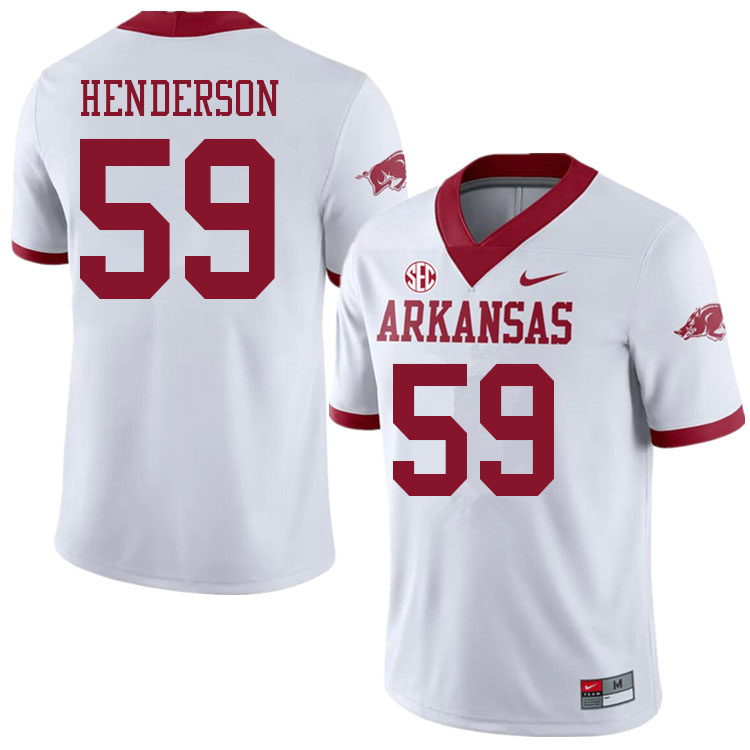 Men #59 Eli Henderson Arkansas Razorbacks College Football Jerseys Sale-Alternate White
